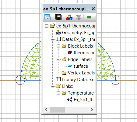 axisymmetrical model of a thermocouple