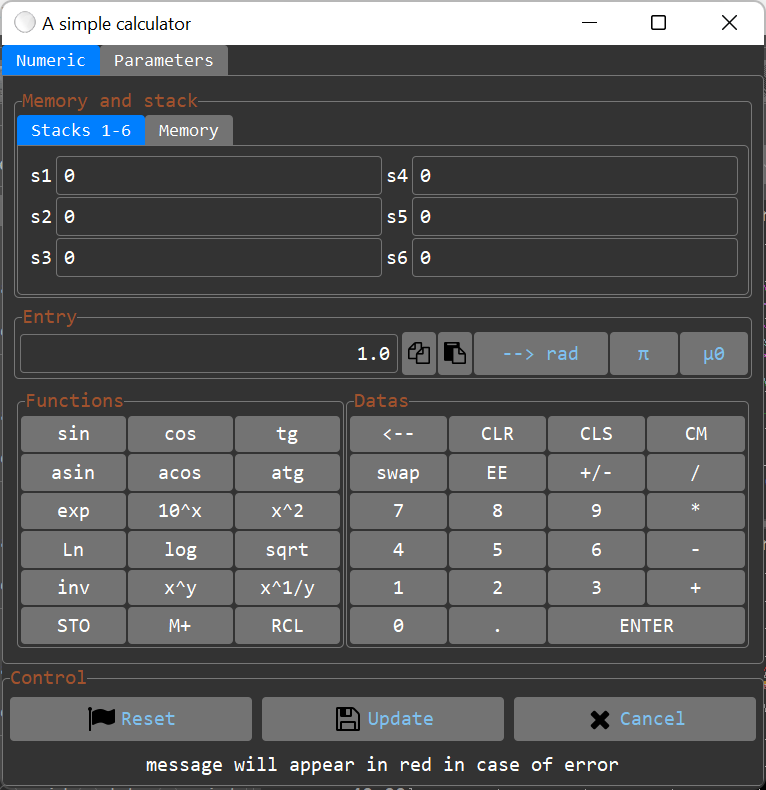 TkFab : Integrated pocket calculator